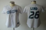 Jerseys Factory Cheap Blue Jays #26 Adam Lind White Women's Fash