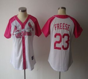 Jerseys Factory Cheap Cardinals #23 David Freese White/Pink Wome