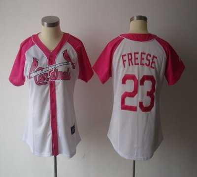 Jerseys Factory Cheap Cardinals #23 David Freese White/Pink Wome