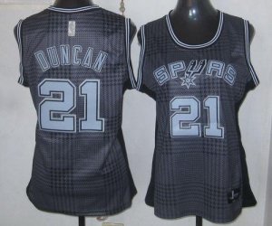 Jerseys Factory Cheap Spurs #21 Tim Duncan Black Women's Rhythm