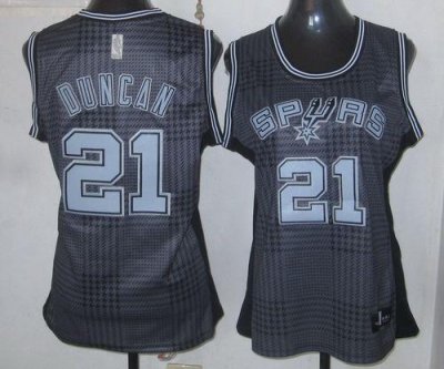 Jerseys Factory Cheap Spurs #21 Tim Duncan Black Women's Rhythm