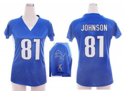 Jerseys Factory Cheap Nike Lions #81 Calvin Johnson Light Blue T
