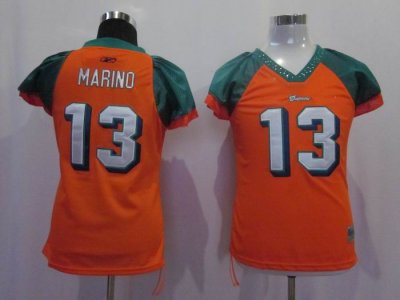 Jerseys Factory Cheap Dolphins #13 Dan Marino Orange Women's Fie