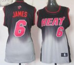 Jerseys Factory Cheap Heat #6 LeBron James Black/Grey Women's Fa