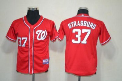 Jerseys Factory Cheap Nationals #37 Stephen Strasburg Red Embroi