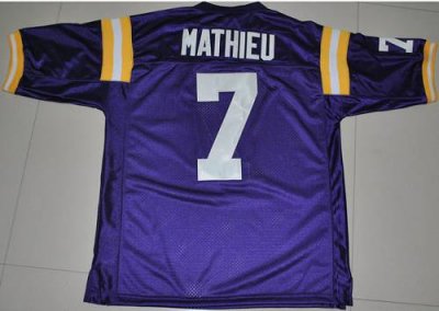 Jerseys Factory Cheap LSU Tigers #7 Tyrann Mathieu Purple Embroi