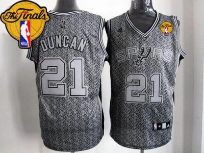 Jerseys Factory Cheap Spurs #21 Tim Duncan Grey Static Fashion F