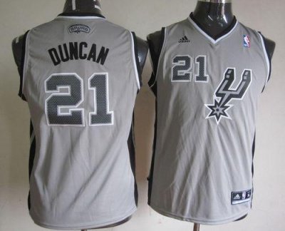 Jerseys Factory Cheap Spurs #21 Tim Duncan Grey Youth Embroidere