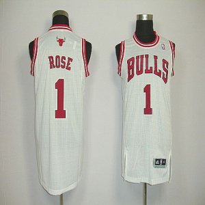 Jerseys Factory Cheap Revolution 30 Bulls #1 Derrick Rose White