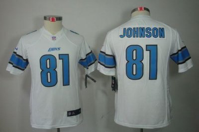 Jerseys Factory Cheap Nike Lions #81 Calvin Johnson White Youth