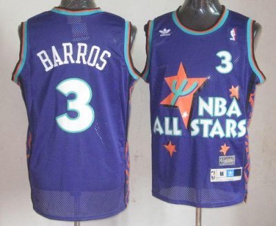Jerseys Factory Cheap 76ers #3 Dana Barros Purple 1995 All Star