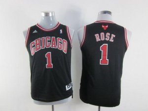 Jerseys Factory Cheap Bulls #1 Derrick Rose Black & Red No. Embr