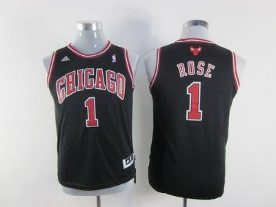 Jerseys Factory Cheap Bulls #1 Derrick Rose Black & Red No. Embr