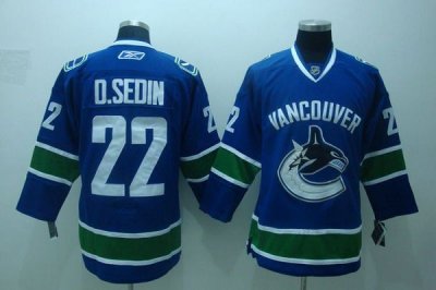 Jerseys Factory Cheap Canucks #22 Daniel Sedin Embroidered Blue