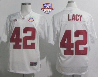 Jerseys Factory Cheap Crimson Tide #42 Eddie Lacy White 2013 BCS