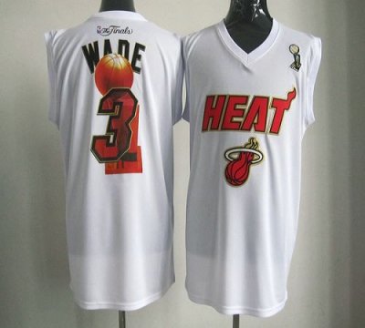Jerseys Factory Cheap 2012 NBA Finals Heat #3 Dwyane Wade White