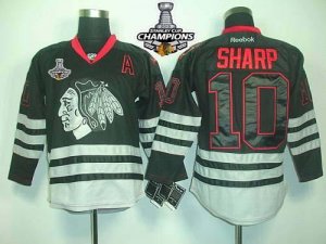 Jerseys Factory Cheap Blackhawks #10 Patrick Sharp Black Ice Emb