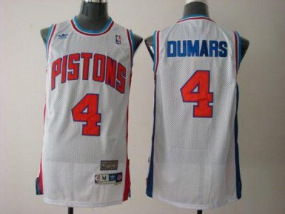Jerseys Factory Cheap Pistons #4 Joe Dumars White Throwback Stit