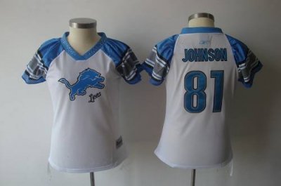 Jerseys Factory Cheap Lions #81 Calvin Johnson White 2011 Women'