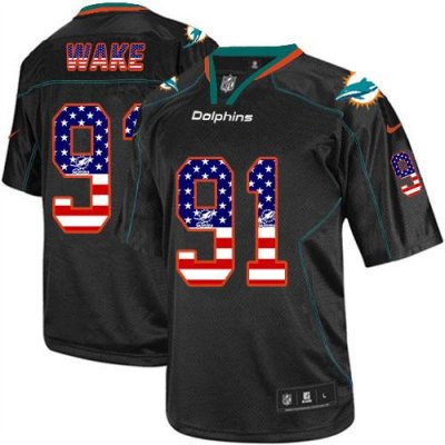 Jerseys Factory Cheap Nike Dolphins #91 Cameron Wake Black Men's