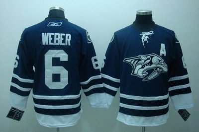 Jerseys Factory Cheap Predators #6 Shea Weber Embroidered Blue T