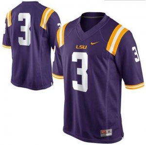 Jerseys Factory Cheap LSU Tigers #3 Purple Embroidered NCAA Jers