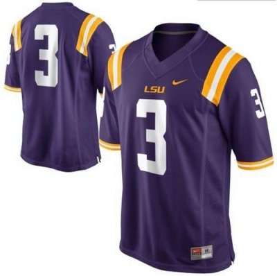 Jerseys Factory Cheap LSU Tigers #3 Purple Embroidered NCAA Jers