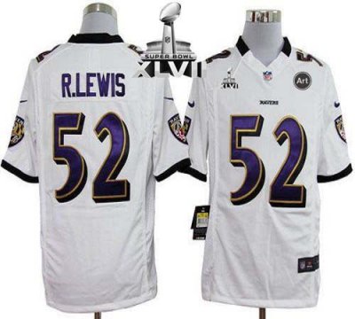 Jerseys Factory Cheap Nike Ravens #52 Ray Lewis White Super Bowl