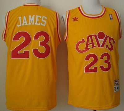 Jerseys Factory Cheap Cavaliers #23 LeBron James Yellow CAVS Thr