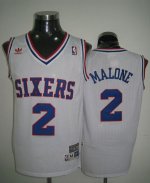 Jerseys Factory Cheap Throwback 76ers #2 Malone White Stitched N