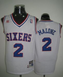Jerseys Factory Cheap Throwback 76ers #2 Malone White Stitched N