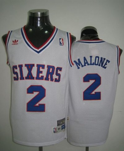 Jerseys Factory Cheap Throwback 76ers #2 Malone White Stitched N