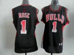 Jerseys Factory Cheap Bulls #1 Derrick Rose Black Women's Vibe E