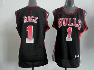 Jerseys Factory Cheap Bulls #1 Derrick Rose Black Women's Vibe E