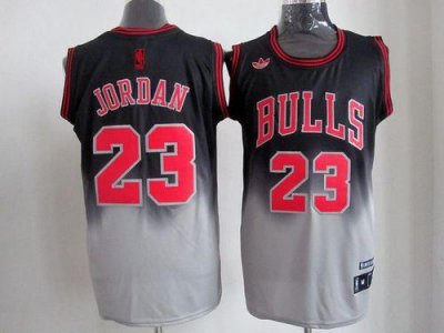 Jerseys Factory Cheap Bulls #23 Michael Jordan Black/Grey Fadeaw