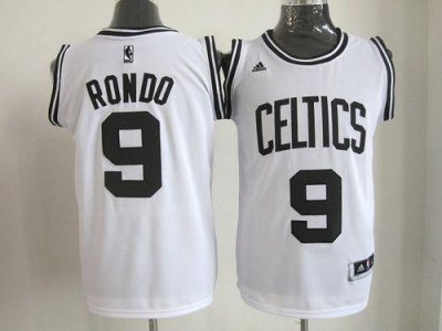 Jerseys Factory Cheap Celtics #9 Rajon Rondo White(Black No.) Em