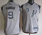 Jerseys Factory Cheap Spurs #9 Tony Parker Grey Youth Embroidere