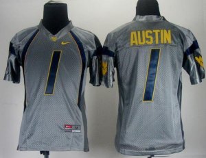 Jerseys Factory Cheap Mountaineers #1 Tavon Austin Grey Embroide