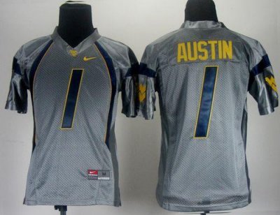 Jerseys Factory Cheap Mountaineers #1 Tavon Austin Grey Embroide
