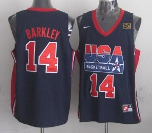 Jerseys Factory Cheap Team USA #14 Charles Barkley Dark Blue 201