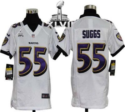 Jerseys Factory Cheap Nike Ravens #55 Terrell Suggs White Super