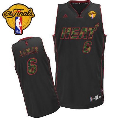 Jerseys Factory Cheap Heat #6 LeBron James Black Camo Fashion Fi