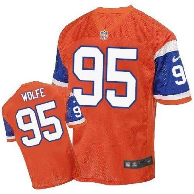 Jerseys Factory Cheap Nike Broncos #95 Derek Wolfe Orange Throwb
