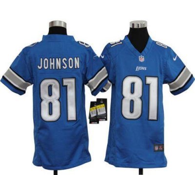 Jerseys Factory Cheap Nike Lions #81 Calvin Johnson Light Blue T