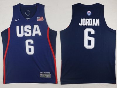 Jerseys Factory Cheap Nike Team USA #6 DeAndre Jordan Navy Blue