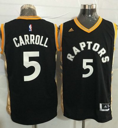Jerseys Factory Cheap Raptors #5 DeMarre Carroll Black/Gold Stit