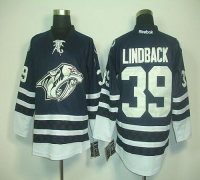 Jerseys Factory Cheap Predators #39 Anders Lindback Blue Third E