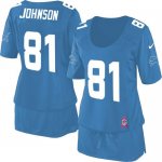 Jerseys Factory Cheap Nike Lions #81 Calvin Johnson Light Blue T