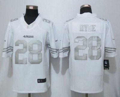 Jerseys Factory Cheap Nike 49ers #28 Carlos Hyde White Men's Sti