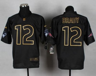 Jerseys Factory Cheap Nike Patriots #12 Tom Brady Black Gold No.